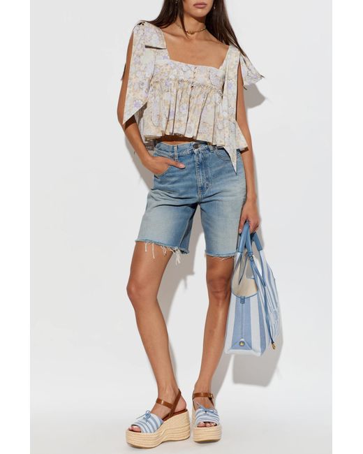 Chloé Blue Wedge Sandals "Isla"