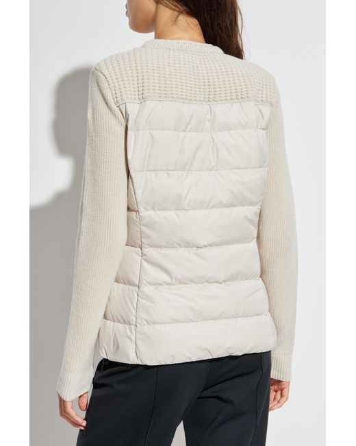 Moncler Natural Cardigan With A Down Back