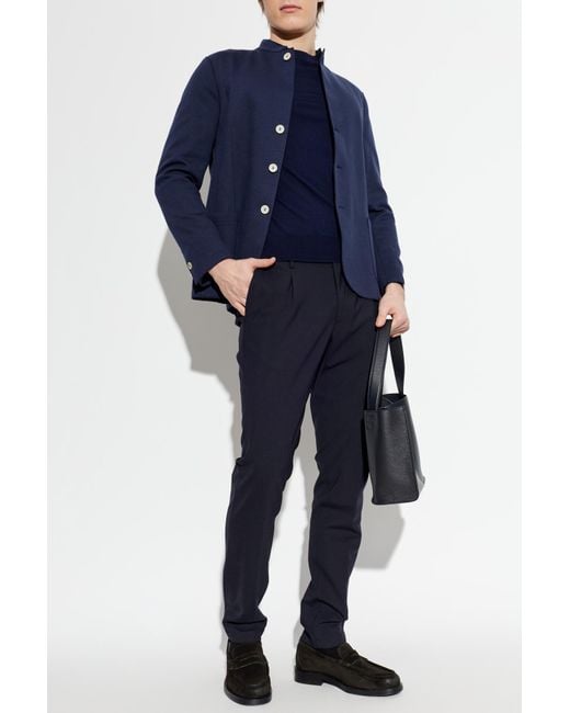 Eleventy Blue Jacket With Stand-Up Collar for men