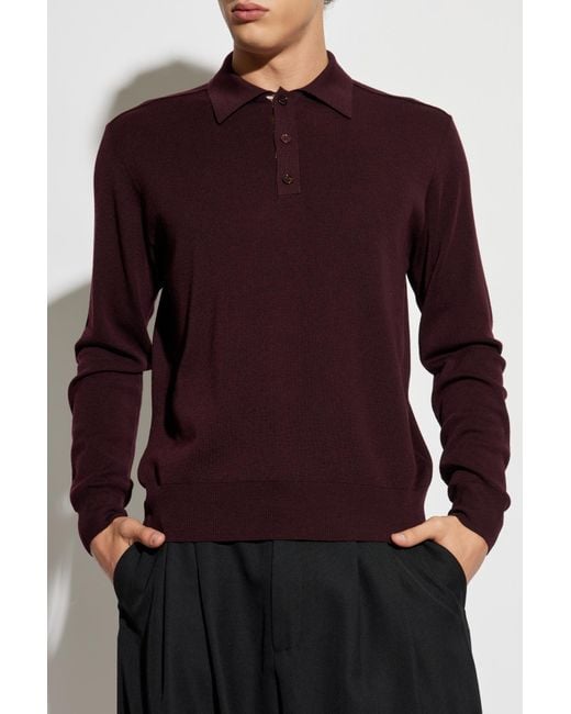 Burberry Purple "Marcus" Long Sleeve Polo for men