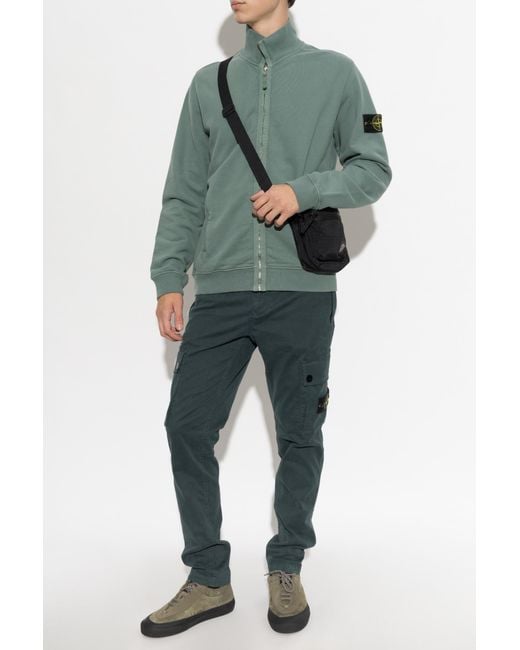 Stone Island Green Sweatshirt With A Stand-Up Collar for men