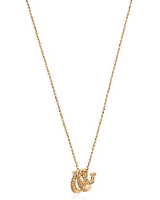 Ferragamo Metallic Necklace With A Pendant Featuring Shimmering Crystals