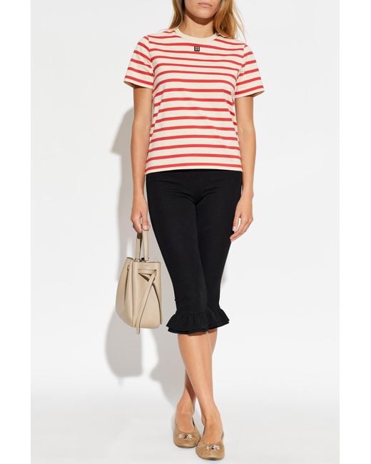 Tory Burch Red Striped Pattern T-Shirt