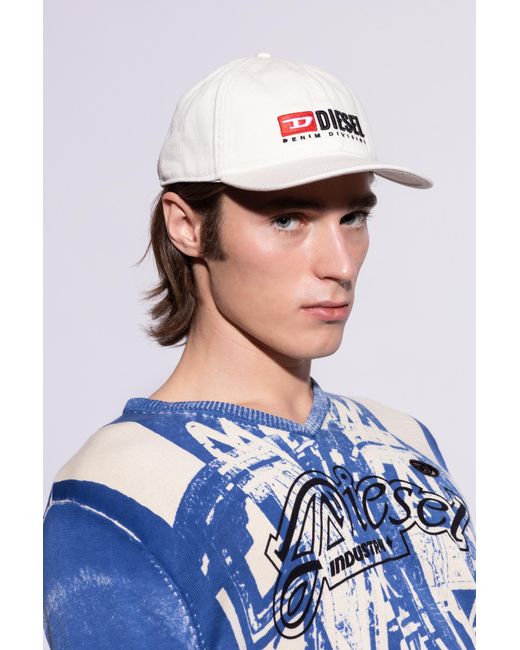 DIESEL White Baseball Cap "Corry-Div-Wash" for men