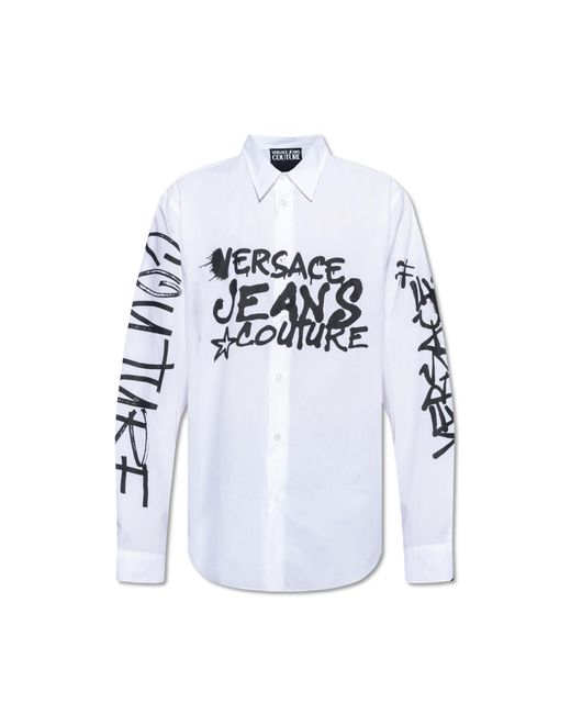 Versace Jeans White Shirt With 'graffiti' Pattern for men