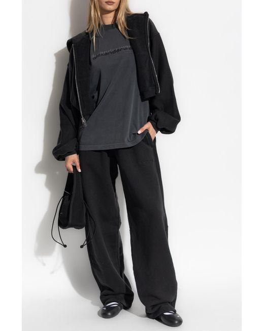 Alexander Wang Black Wide-Leg Sweatpants