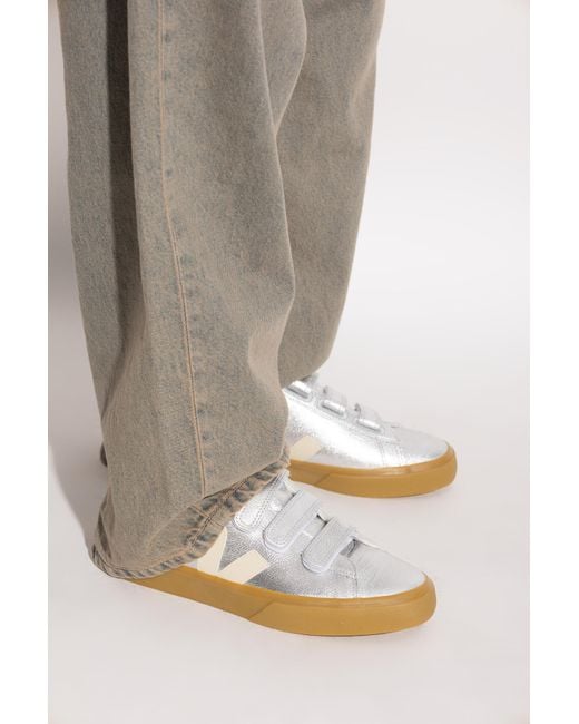 Veja White Recife Logo Leather Sports Shoes