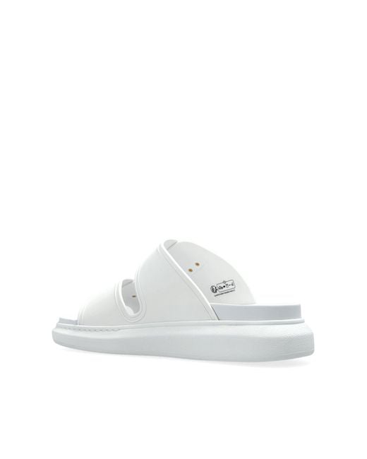 McQueen White Leather Slides