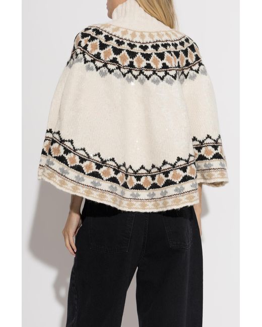 Munthe White Patterned Poncho 'Verst'