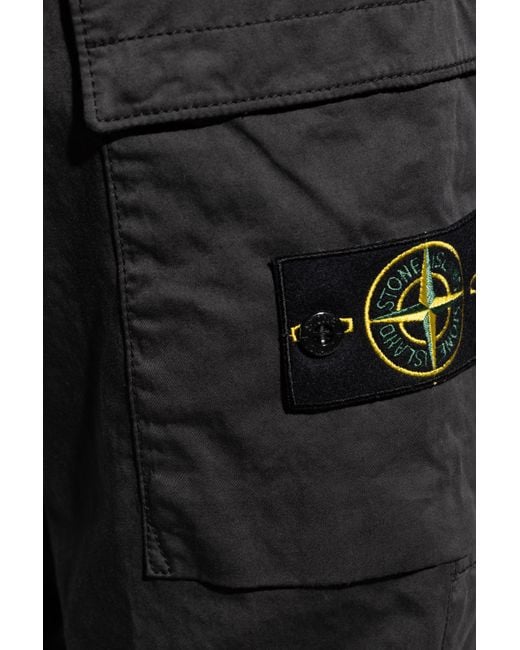 Stone Island Black Trousers With Logo for men