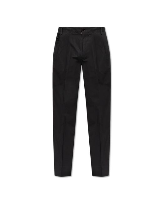 Dolce & Gabbana Black Cotton Trousers With Crease for men