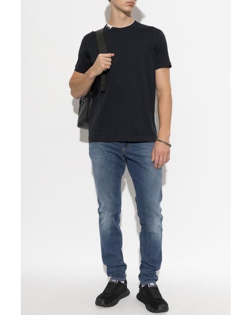 Dolce & Gabbana Black T-Shirt With Logo Patch for men