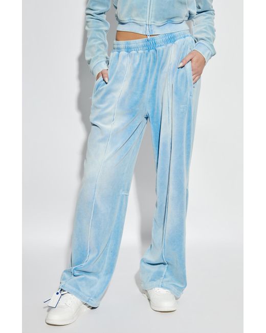 T By Alexander Wang Blue Velour Hooded Sweatshirt