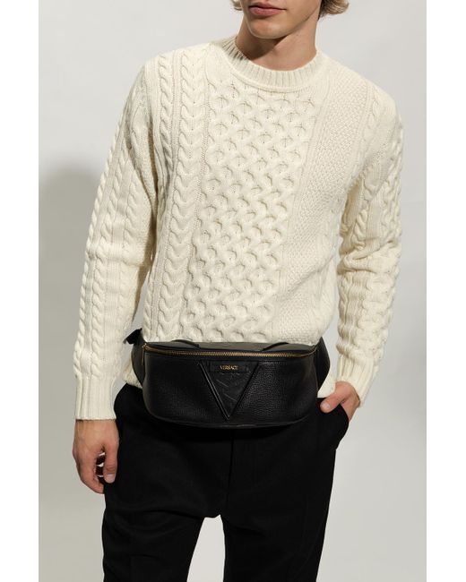 Versace Leather Belt Bag in Black (Natural) for Men Lyst
