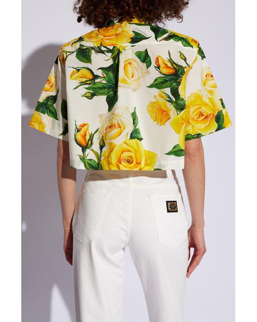Dolce & Gabbana Yellow Shirt With Floral Motif,