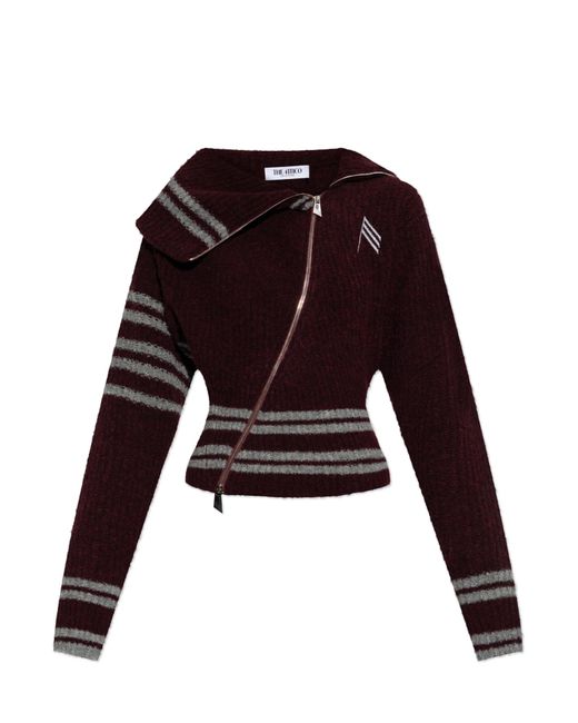 The Attico Red Cardigan With Stand-Up Collar
