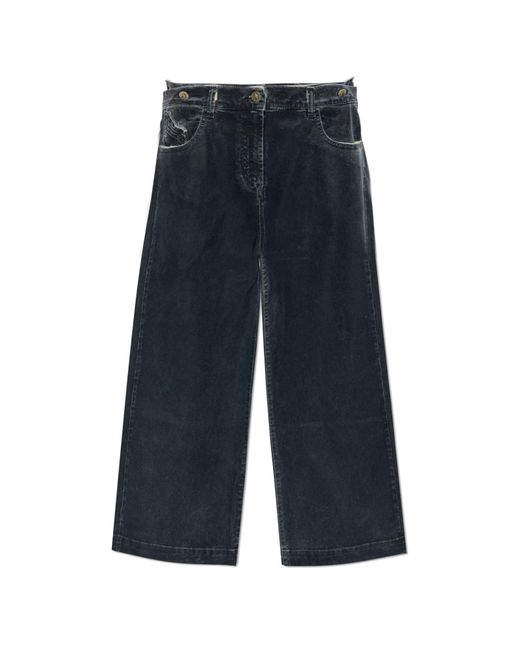 The Attico Blue Waxed Wide-Leg Jeans