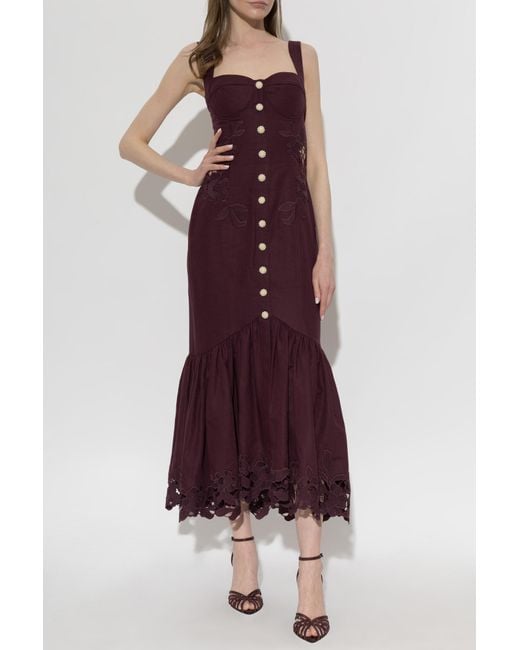 Self-Portrait Purple Dress With Floral Motif