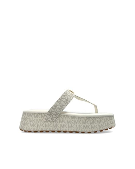 MICHAEL Michael Kors White Platform Slides 'Koya'