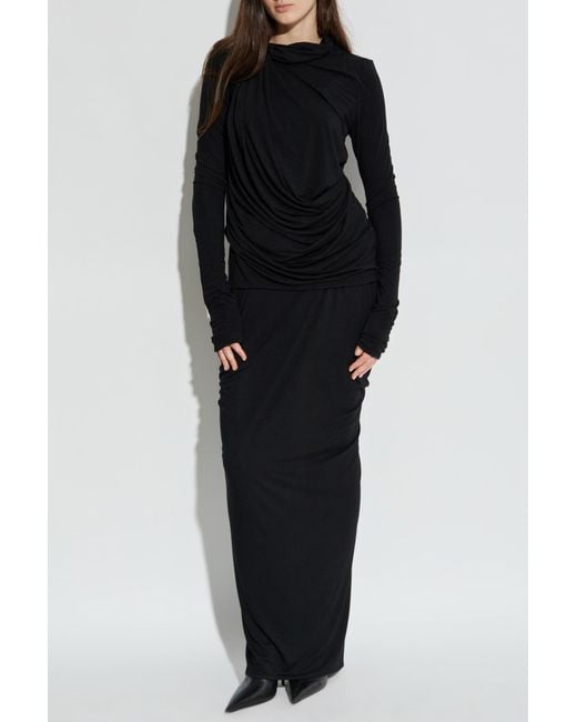 Entire studios Black Long Skirt With Draping