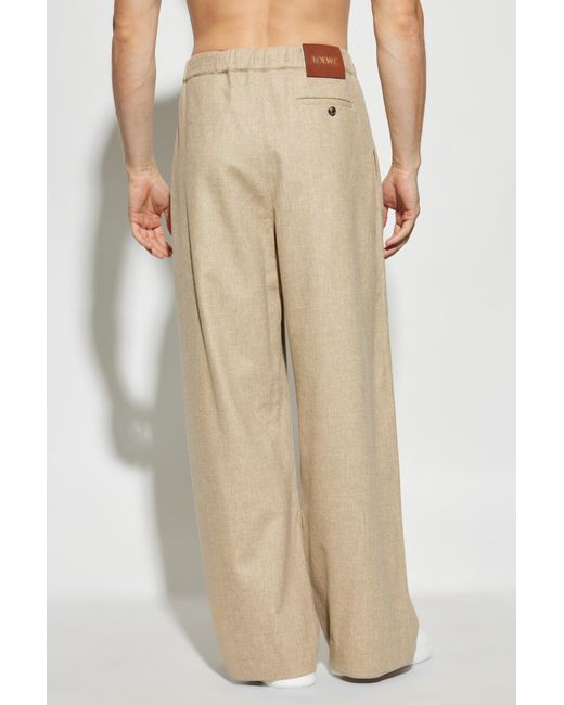 Loewe Natural Wool Trousers With Embossed Logo for men