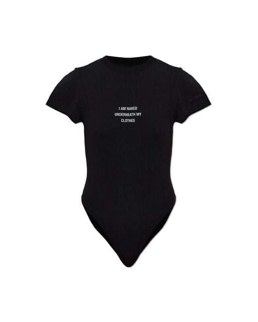 Vetements Black Cotton Bodysuit With Print