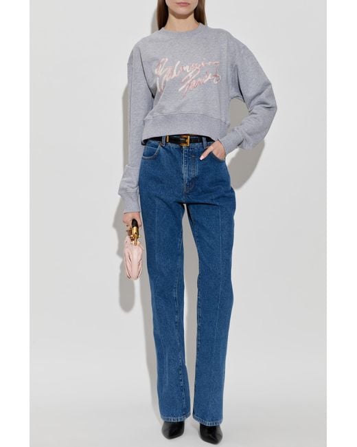 Balmain Gray Short Loose-Fit Sweatshirt