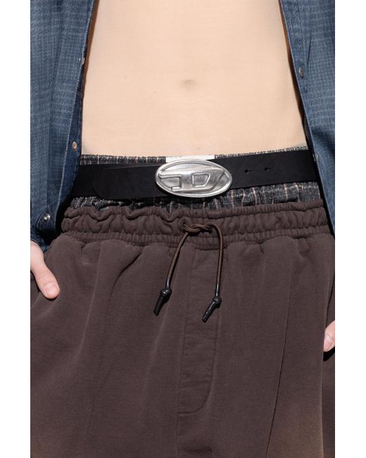 DIESEL Black 'Oval D Logo' Belt for men