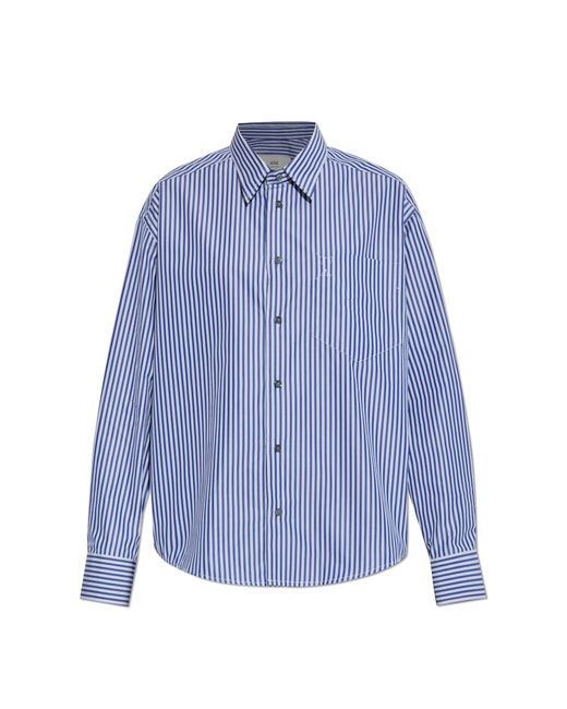 AMI Blue Shirt With Stripe Pattern