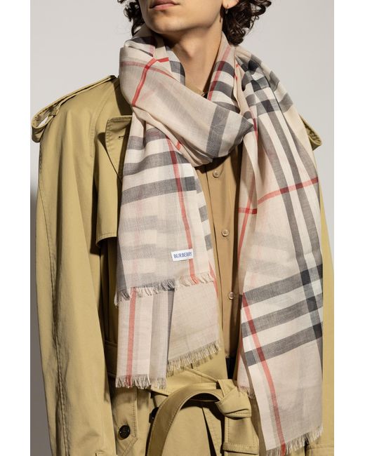 Burberry Natural Scarf With A Check Pattern