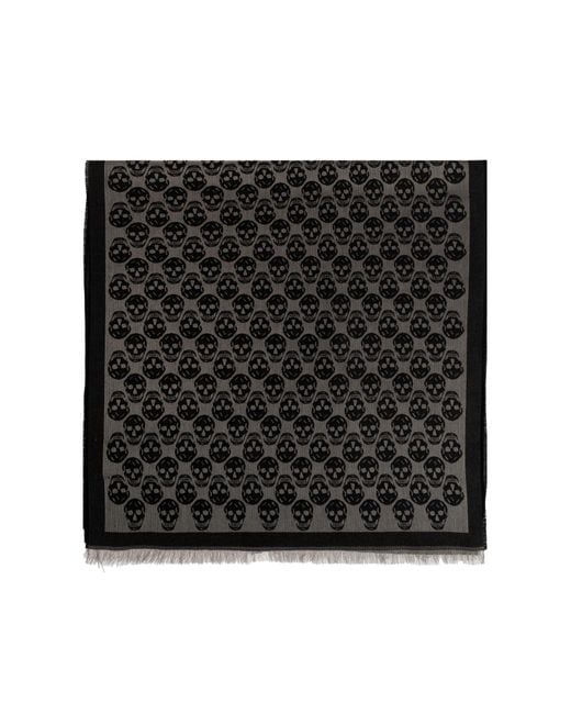 McQueen Black Scarf With Print for men