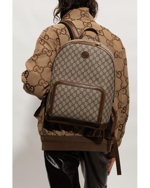 Gucci Brown 'GG Supreme' Backpack for men