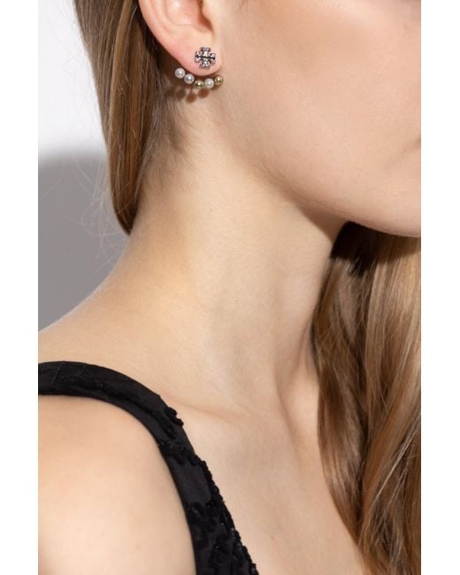 Tory Burch Metallic Earrings With Shimmering Crystals