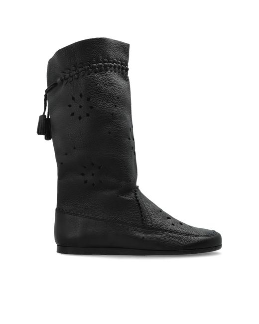 Isabel Marant Black Leather Ankle Boots "Welky"