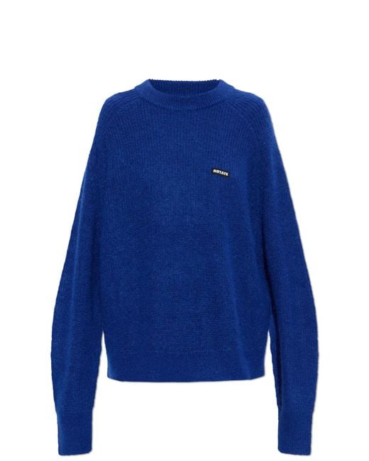 ROTATE BIRGER CHRISTENSEN Blue Sweater With Logo Patch