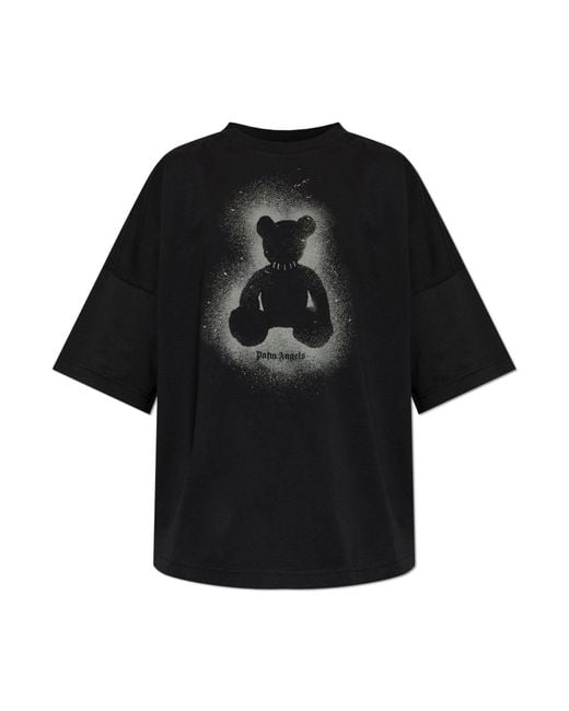 Palm Angels Black T-Shirt With Printed Logo for men