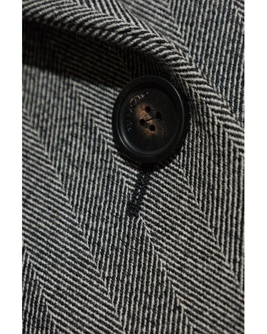 Ferragamo Gray Wool Coat With Herringbone Pattern