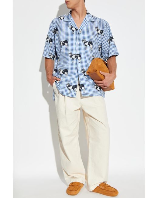 Moschino Blue Shirt With Animal Motif for men