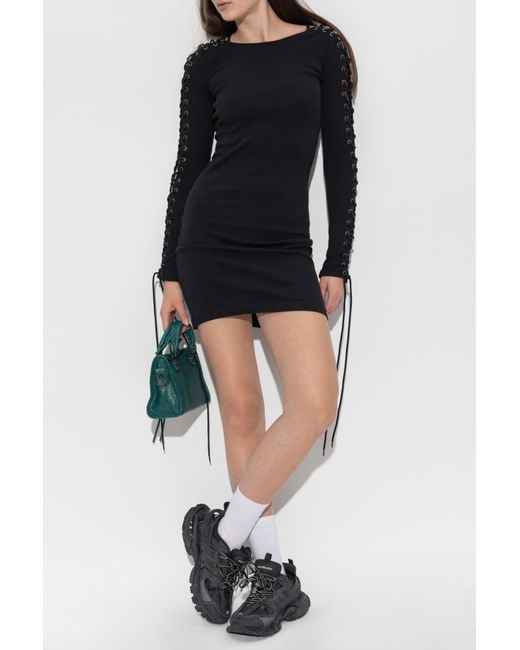 Balenciaga Black Ribbed Bodycon Dress