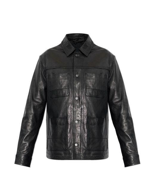 AllSaints Black Leather Jacket "Saxon" for men