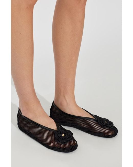 Ganni Black Ballet Flats With Appliqué