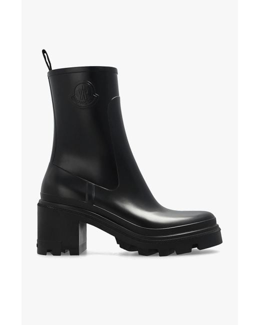 Moncler 'loftgrip' Heeled Rain Boots in Black | Lyst