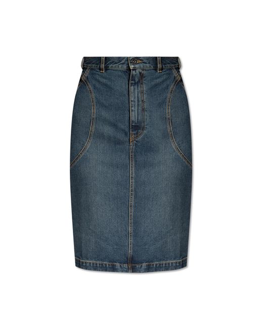Alaïa Blue Denim Pencil Skirt