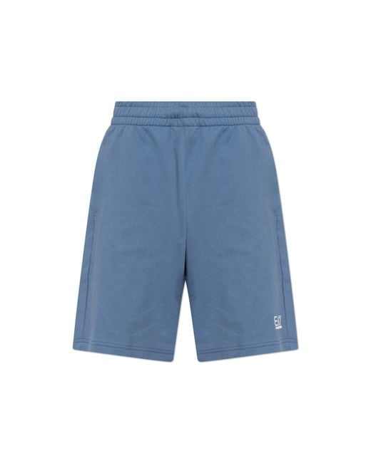 EA7 Blue Sweatshorts With Printed Logo for men