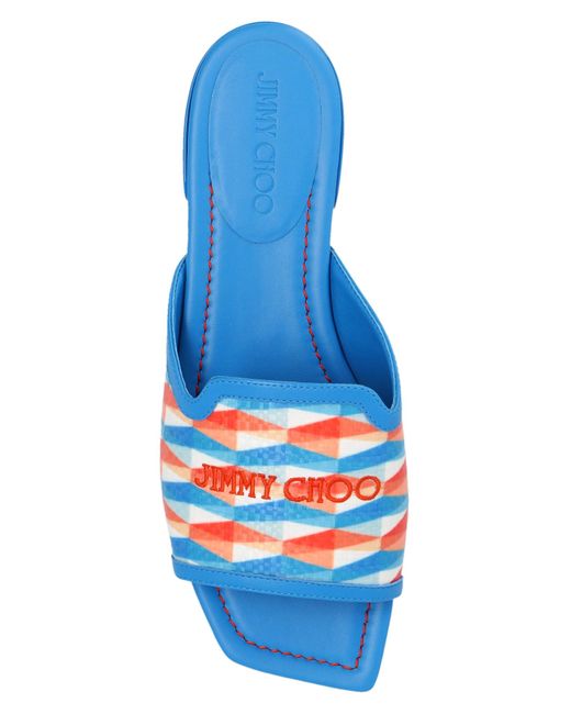 Jimmy Choo Blue Slippers With 'Nako' Logo