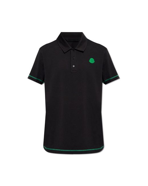 Moncler Black Polo Shirt With Logo, for men