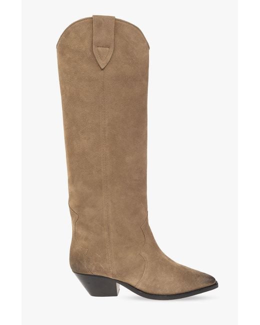 Isabel Marant Brown 'Denvee' Suede Cowboy Boots