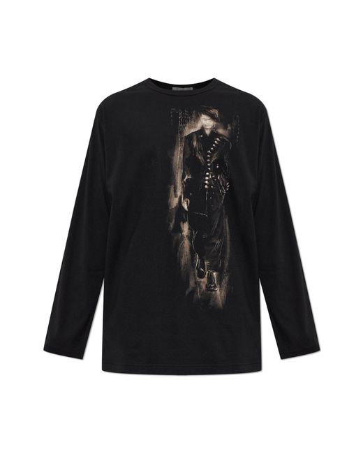 Yohji Yamamoto Black T-Shirt With Print for men