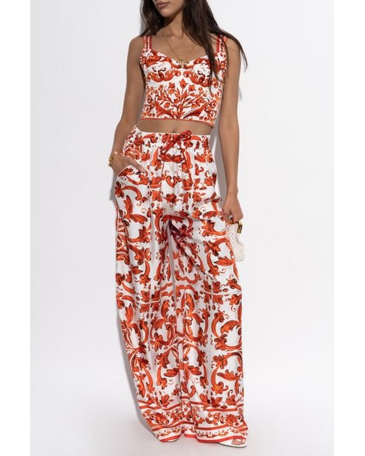 Dolce & Gabbana Red Top With "Majolica" Print