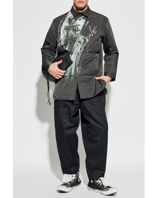 Yohji Yamamoto Gray Insulated Shirt With Print for men